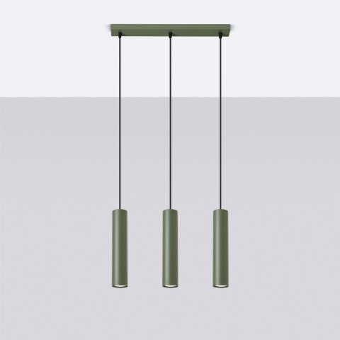 Sollux Lighting Lampa wisząca LAGOS 3L zielona oliwka
