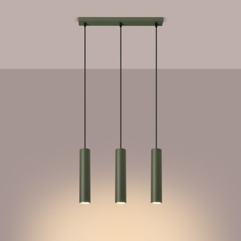 Sollux Lighting Lampa wisząca LAGOS 3L zielona oliwka