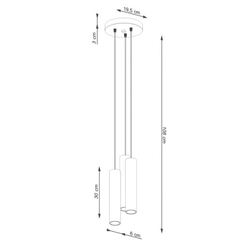 Sollux Lighting Lampa wisząca LAGOS 3P ochra czerwona