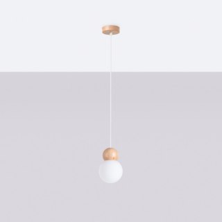 Sollux Lighting Lampa wisząca PEKKA 1 biała/naturalne drewno
