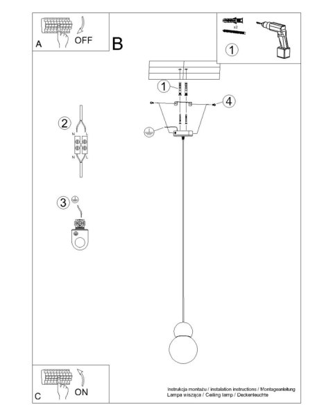 Sollux Lighting Lampa wisząca PEKKA 1 biała/naturalne drewno