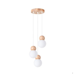 Sollux Lighting Lampa wisząca PEKKA 3P biała/naturalne drewno