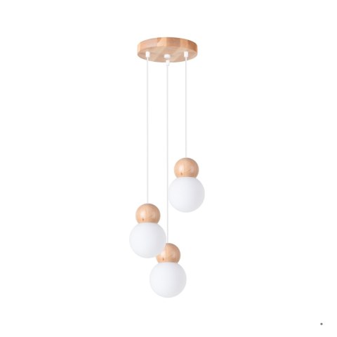 Sollux Lighting Lampa wisząca PEKKA 3P biała/naturalne drewno