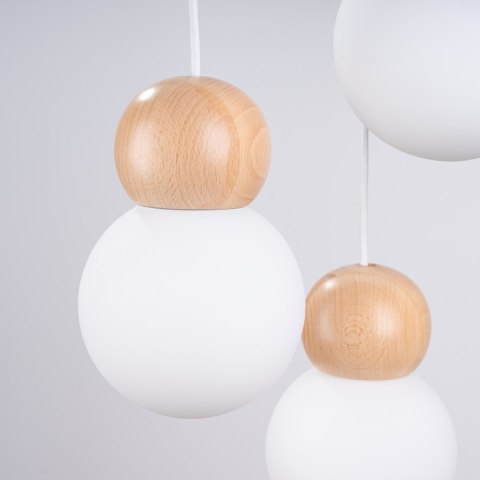 Sollux Lighting Lampa wisząca PEKKA 3P biała/naturalne drewno