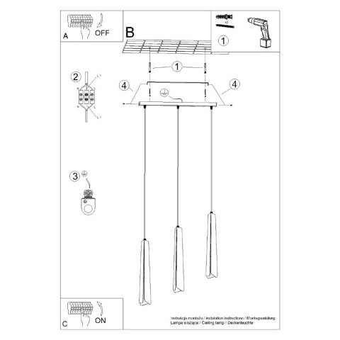 Sollux Lighting Lampa wisząca PRYSM 3L biała