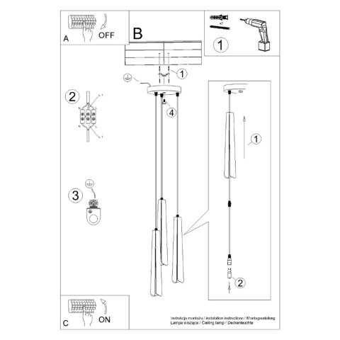 Sollux Lighting Lampa wisząca PRYSM 3P biała