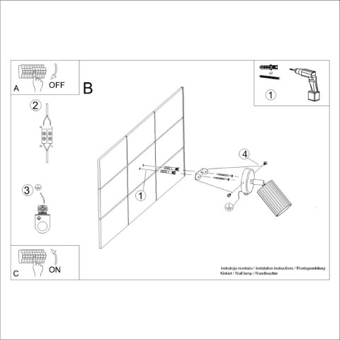 Sollux Lighting Kinkiet KARBON biały z włącznikiem