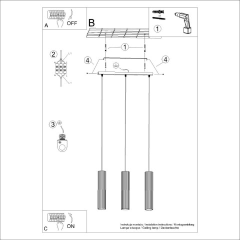 Sollux Lighting Lampa wisząca KARBON 3L biały