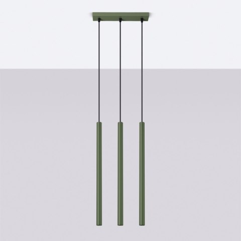 Sollux Lighting Lampa wisząca PASTELO 3 zielona oliwka