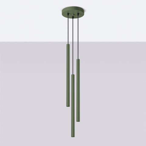 Sollux Lighting Lampa wisząca PASTELO 3P zielona oliwka