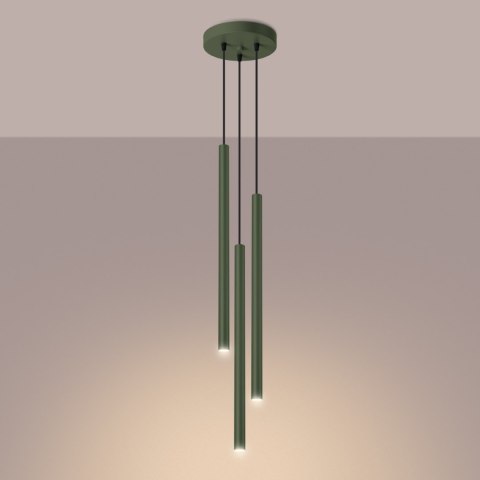 Sollux Lighting Lampa wisząca PASTELO 3P zielona oliwka