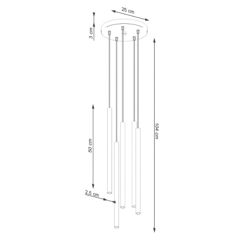 Sollux Lighting Lampa wisząca PASTELO 5P ochra czerwona