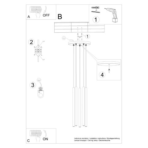 Sollux Lighting Lampa wisząca PASTELO 5P ochra czerwona