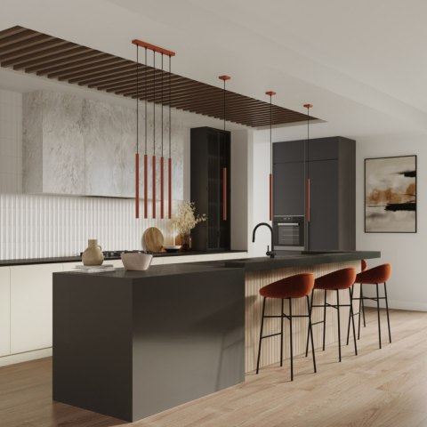 Sollux Lighting Lampa wisząca PASTELO 5P ochra czerwona