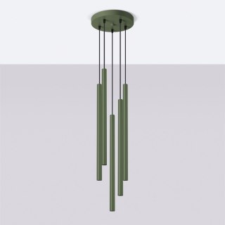 Sollux Lighting Lampa wisząca PASTELO 5P zielona oliwka