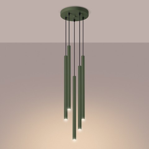 Sollux Lighting Lampa wisząca PASTELO 5P zielona oliwka