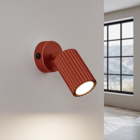 Sollux Lighting Kinkiet KARBON ochra czerwona z włącznikiem