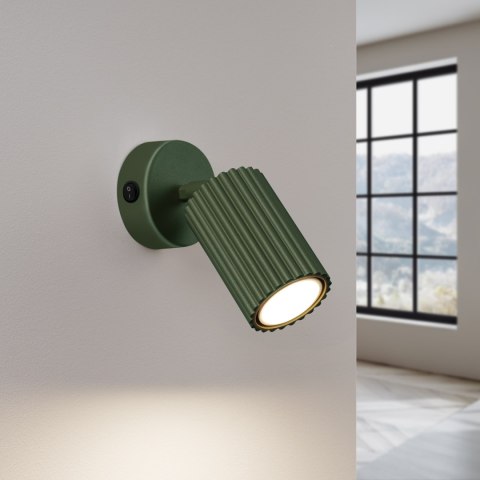 Sollux Lighting Kinkiet KARBON zielony oliwkowy z włącznikiem