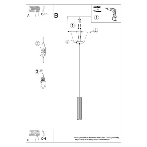 Sollux Lighting Lampa wisząca KARBON 1 beżowy