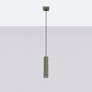 Sollux Lighting Lampa wisząca KARBON 1 zielony oliwkowy