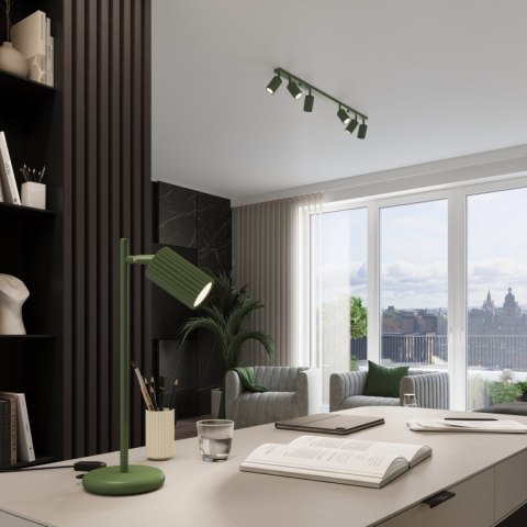 Sollux Lighting Lampa wisząca KARBON 1 zielony oliwkowy
