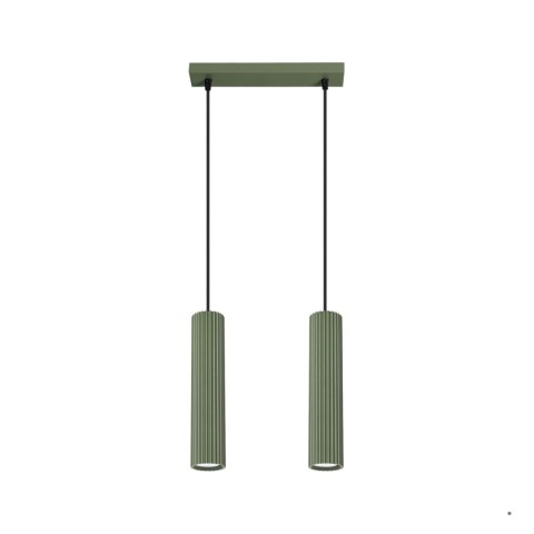 Sollux Lighting Lampa wisząca KARBON 2 zielona oliwka