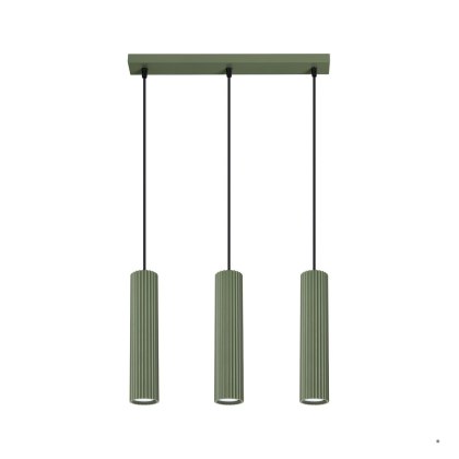 Sollux Lighting Lampa wisząca KARBON 3L zielona oliwka