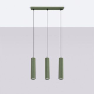 Sollux Lighting Lampa wisząca KARBON 3L zielona oliwka