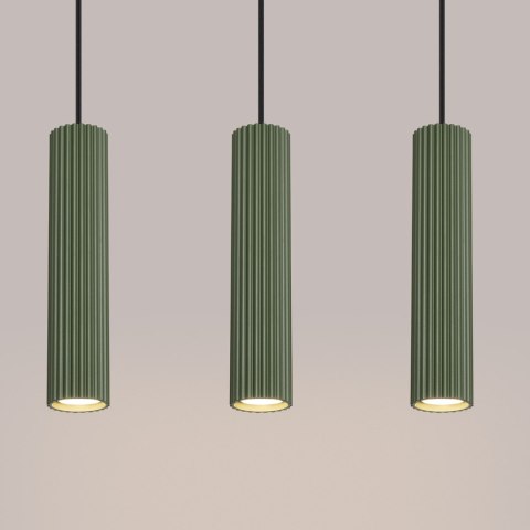 Sollux Lighting Lampa wisząca KARBON 3L zielona oliwka