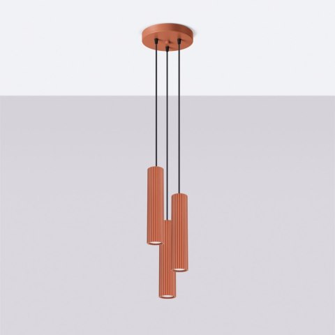 Sollux Lighting Lampa wisząca KARBON 3P ochra czerwona
