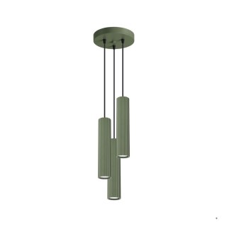 Sollux Lighting Lampa wisząca KARBON 3P zielona oliwka