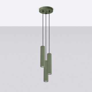 Sollux Lighting Lampa wisząca KARBON 3P zielona oliwka