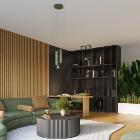 Sollux Lighting Plafon KARBON 3L zielony oliwkowy