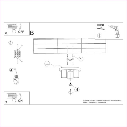 Sollux Lighting Plafon LAGOS 3P czarny