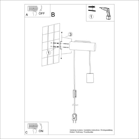 Sollux Lighting Kinkiet NIMBI E27 z włącznikiem