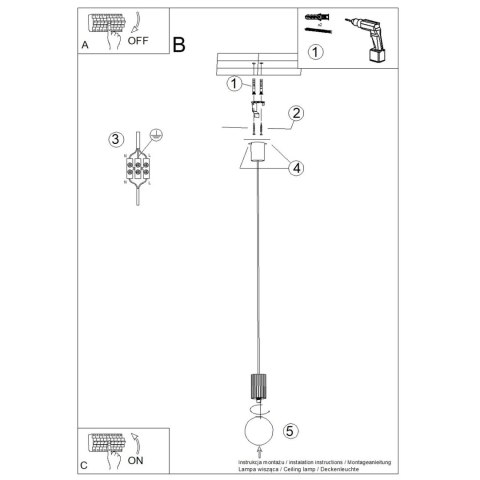 Sollux Lighting Lampa wisząca HALO 1 beżowa
