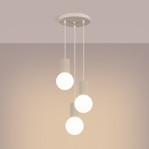Sollux Lighting Lampa wisząca HALO 3P beżowa