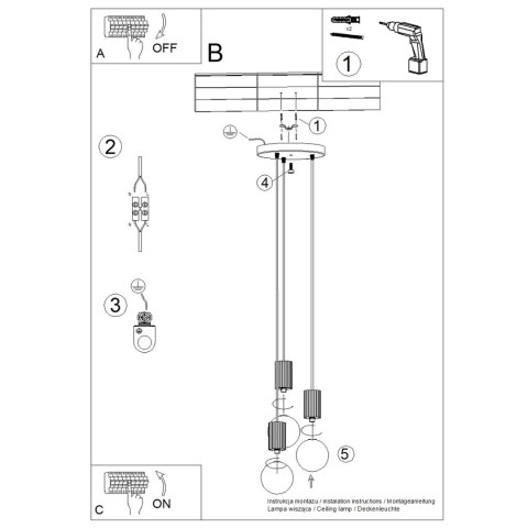 Sollux Lighting Lampa wisząca HALO 3P biała