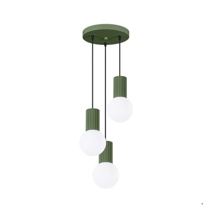Sollux Lighting Lampa wisząca HALO 3P zielona oliwka