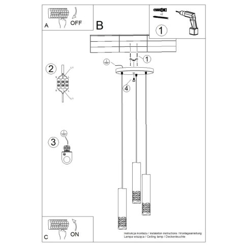 Sollux Lighting Lampa wisząca LIRO 3P biały