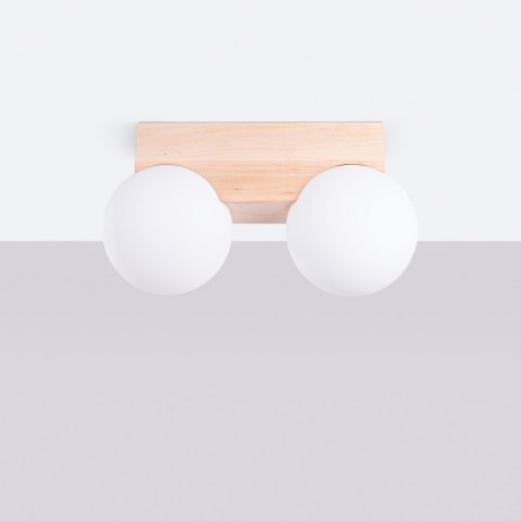 Sollux Lighting Plafon BULBO 2 naturalne drewno
