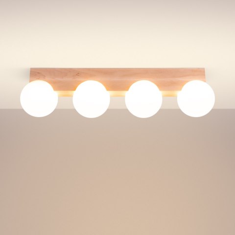 Sollux Lighting Plafon BULBO 4 naturalne drewno
