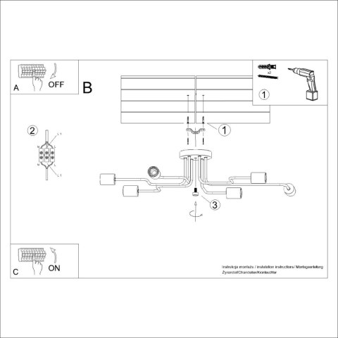 Sollux Lighting Żyrandol TIMBO 6 czarny