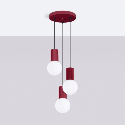 Sollux Lighting Lampa wisząca HALO 3P burgund