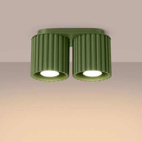 Sollux Lighting Plafon AURA 2 zielony oliwkowy GU10