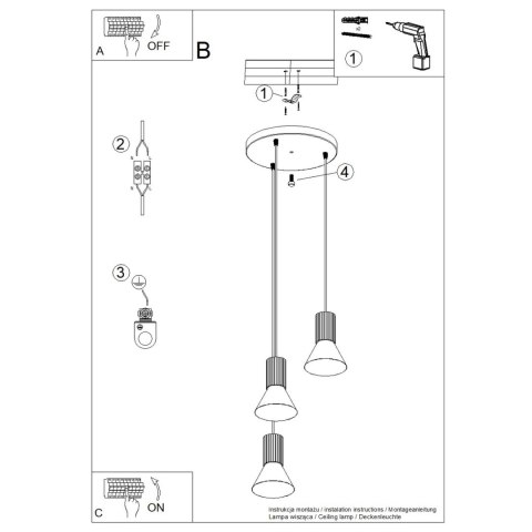 Sollux Lighting Lampa wisząca ESTRIA 3P beżowa