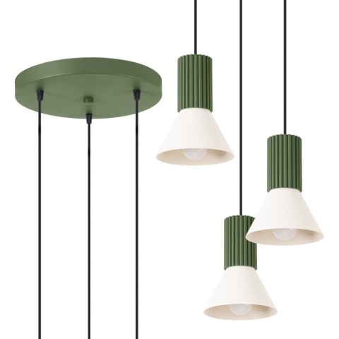 Sollux Lighting Lampa wisząca ESTRIA 3P beżowa/zielona oliwka