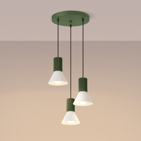 Sollux Lighting Lampa wisząca ESTRIA 3P beżowa/zielona oliwka
