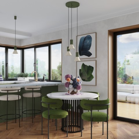 Sollux Lighting Lampa wisząca ESTRIA 3P beżowa/zielona oliwka