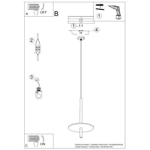 Sollux Lighting Lampa wisząca FELTRO 1 czarna/beżowa